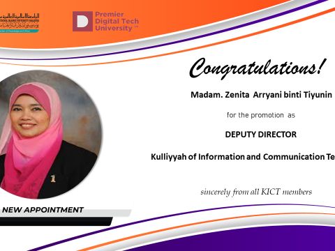Congratulations to  Madam. Zenita Arryani Bt. Tiyunin