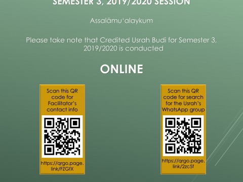 Usrah Budi Facilitators' Contact Info and WhatsApp Group, Semester 3, 2019/2020 Session