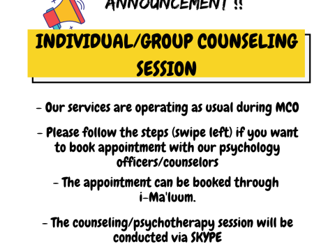 COUNSELING SESSION WILL BE OPERATING AS USUAL DURING MCO