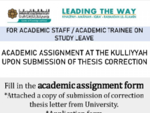 Tips of the Month : Academic Assignment at the Kulliyyah upon Submission of Theses Correction