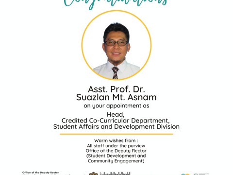 WELCOMES ASST PROF. DR. SUAZLAN MT. ASNAM, HEAD OF CREDITED CO-CURRICULAR DEPARTMENT