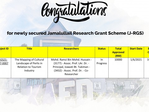 Congratulations for newly secured Jamalullail Research Grant Scheme (J-RGS)