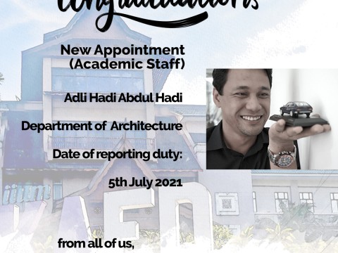 Congratulations - New Appointment: Adli Hadi Abdul Hadi