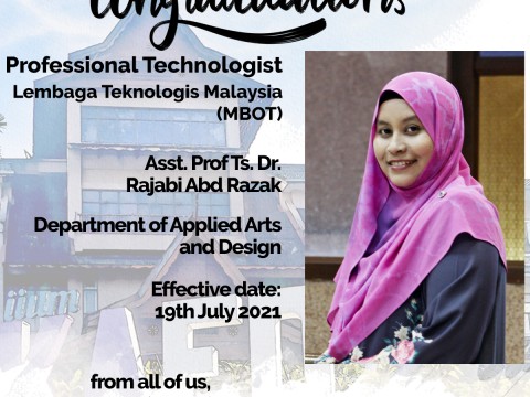 Congratulations - Professional Technologist: Asst. Prof. Ts. Dr. Rajabi Abd Razak
