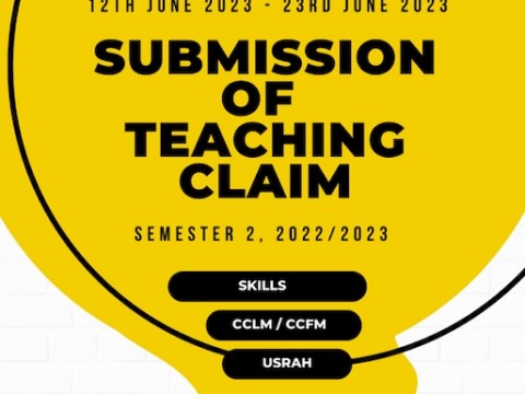 ANNOUNCEMENT ON SUBMISSION OF LTIFs TEACHING CLAIM FORM FOR   SEMESTER 2, 2022/2023 (GOMBAK CAMPUS ONLY)