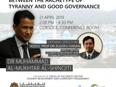 INVITATION TO A LECTURE AND DISCUSSION BY DR. MUHAMMAD AL-MUKHTAR SHINQITI, ASSOC. PROF. AT HAMAD BEN KHALIFA UNIVERSITY