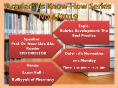Academics Know-How Series No 4/2019: Workshop on "Rubrics Development: The Best Practice"
