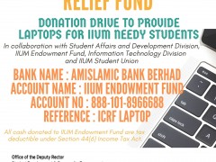 DONATION DRIVE TO PROVIDE LAPTOPS FOR IIUM NEEDY STUDENTS