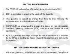 GUIDELINES FOR STUDENTS ACTIVITIES DUE TO THE RECOVERY MOVEMENT CONTROL ORDER 03/2020