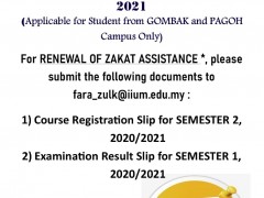 Renewal of Zakat Assistance 2021 (Applicable for Student from Gombak & Pagoh Campus Only)