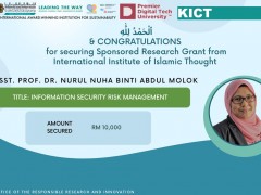Congratulations to Asst. Prof. Dr. Nurul Nuha