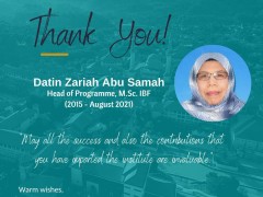 31st July 2021- Thank You Datin Zariah Abu Samah-End of Tenure as Head of Programme M.Sc. IBF