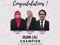 CONGRATULATIONS TO IIUM DEBATE TEAM FOR BECOMING THE CHAMPION AT THE FESTIVAL JAZIRAH ARAB