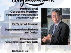 Congratulations - Professional Corporate Member: IDr. Ts. Ismail Jasmani