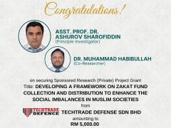 Congratulations to Dr. Ashurov & Dr. Mohammad Habibullah on Securing Sponsored Research Project (Private)