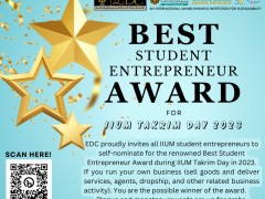 EDC's Best Student Entrepreneur Award for IIUM Takrim Day 2023