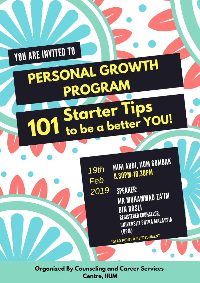 PERSONAL GROWTH PROGRAM : 101 STARTER TIPS TO BE A BETTER YOU!