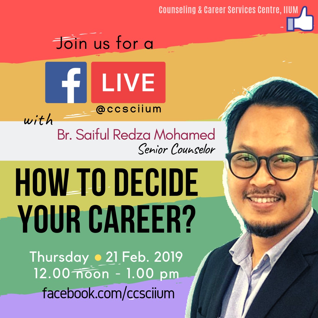 FB LIVE WITH COUNSELOR : HOW TO DECIDE YOUR CAREER