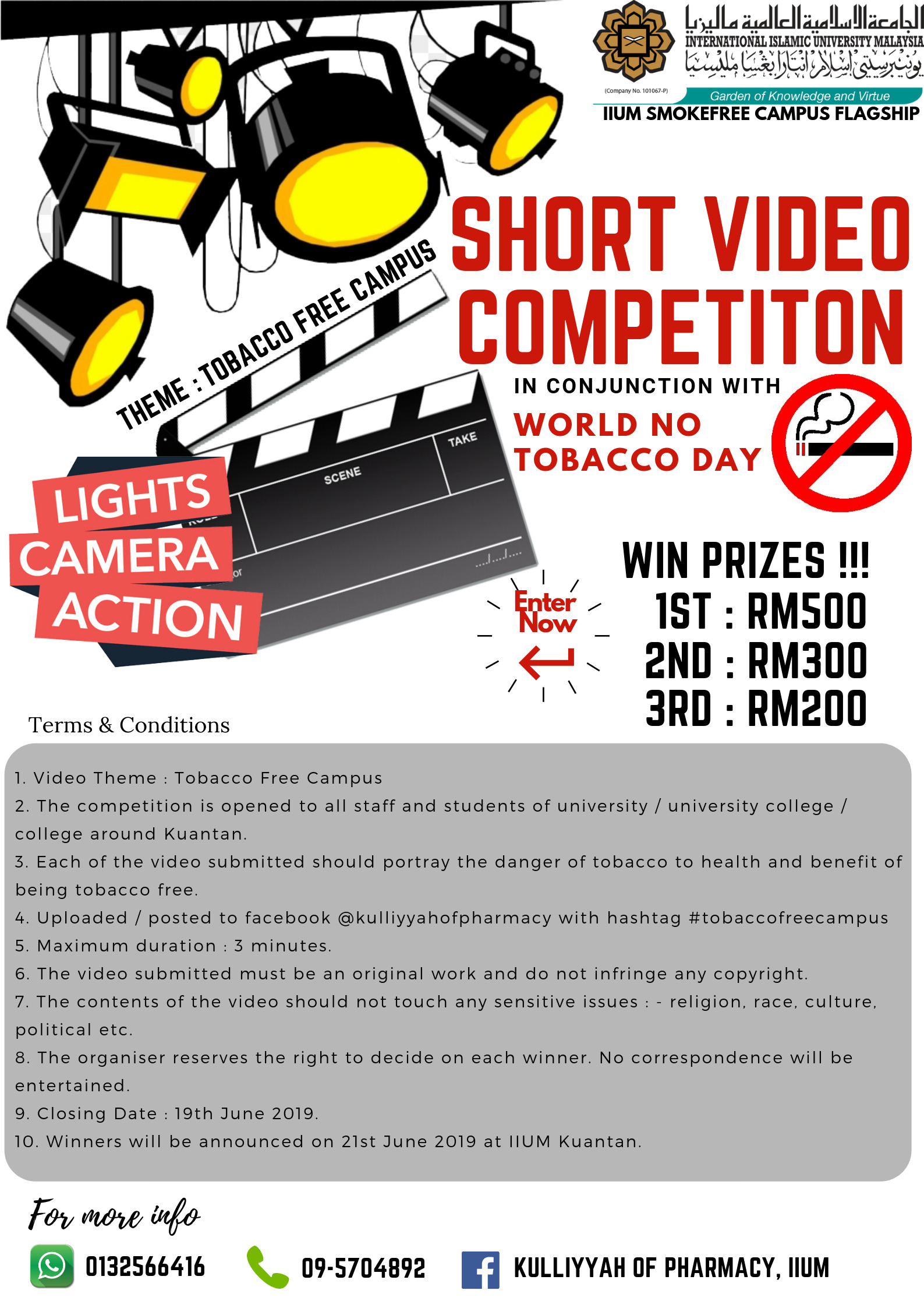 Short Video Competition in conjuction with World No Tobacco Day 2019, IIUM Kuantan