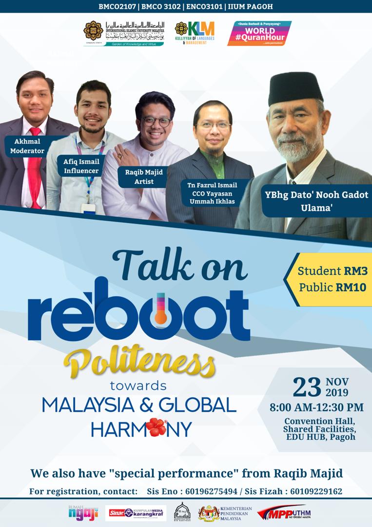 Talk on reboot politeness towards Malaysia & global harmony