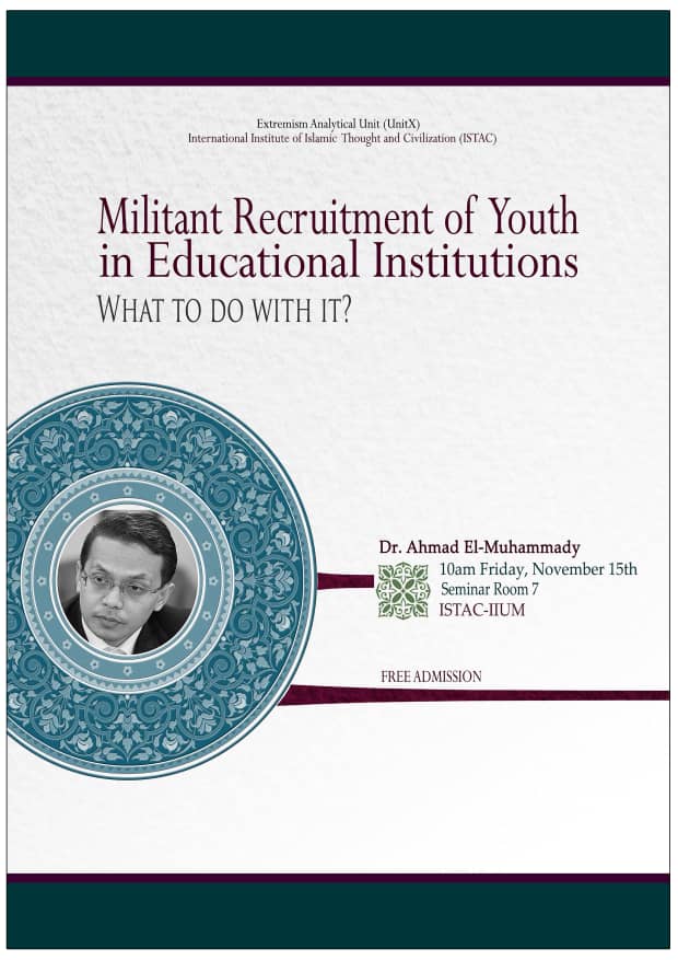 TALK ON MILITANT RECRUITMENT OF YOUTH IN EDUCATION INSTITUTION: WHAT TO DO WITH IT?