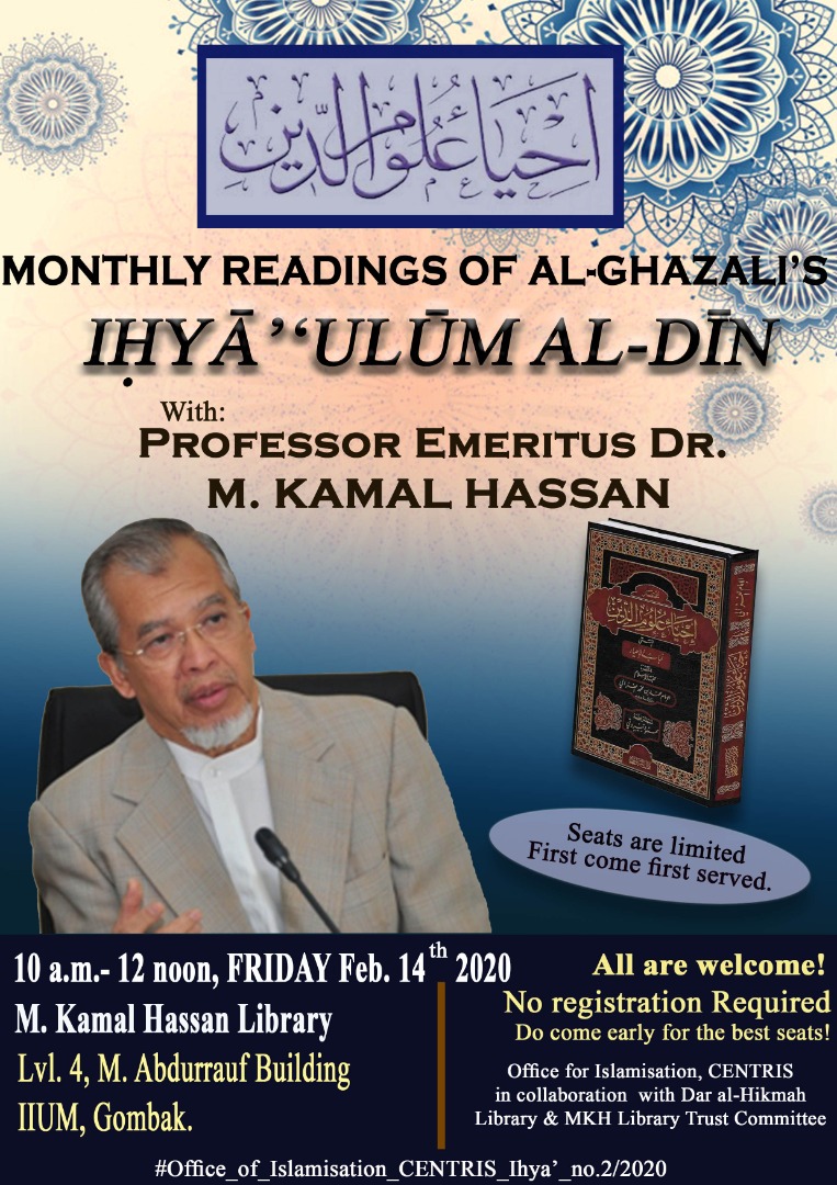 MONTHLY READINGS OF AL-GHAZALI'S  ( IHYA' 'ULUM AL-DIN )