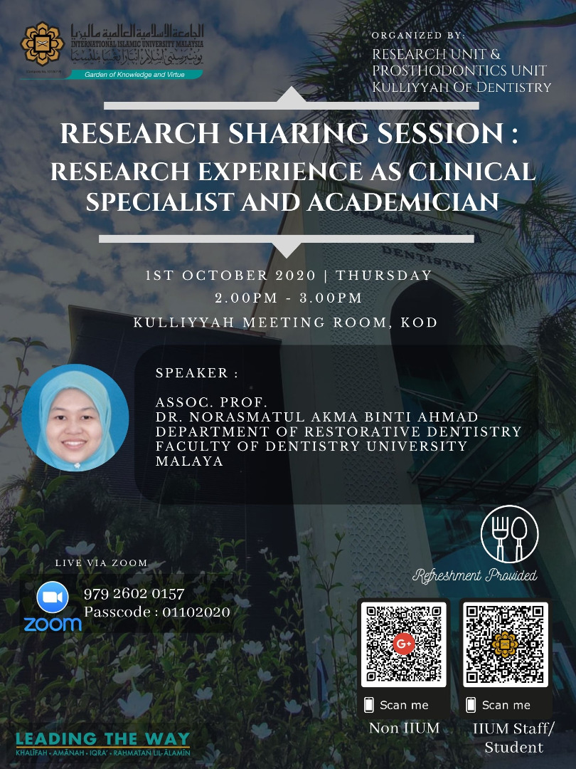 Research Sharing Session: Research Experience as Clinical Specialist and Academician