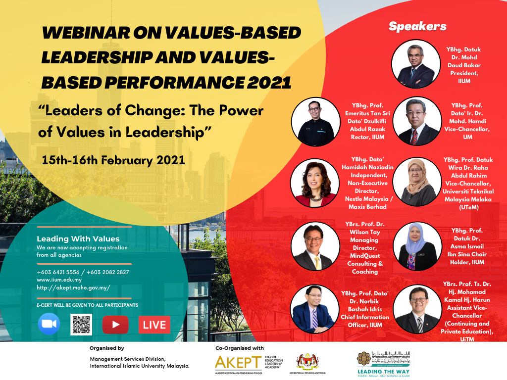 Values-Based Leadership and Values-Based Performance 2021  "Leaders of Change :  The Power of Values in Leadership"