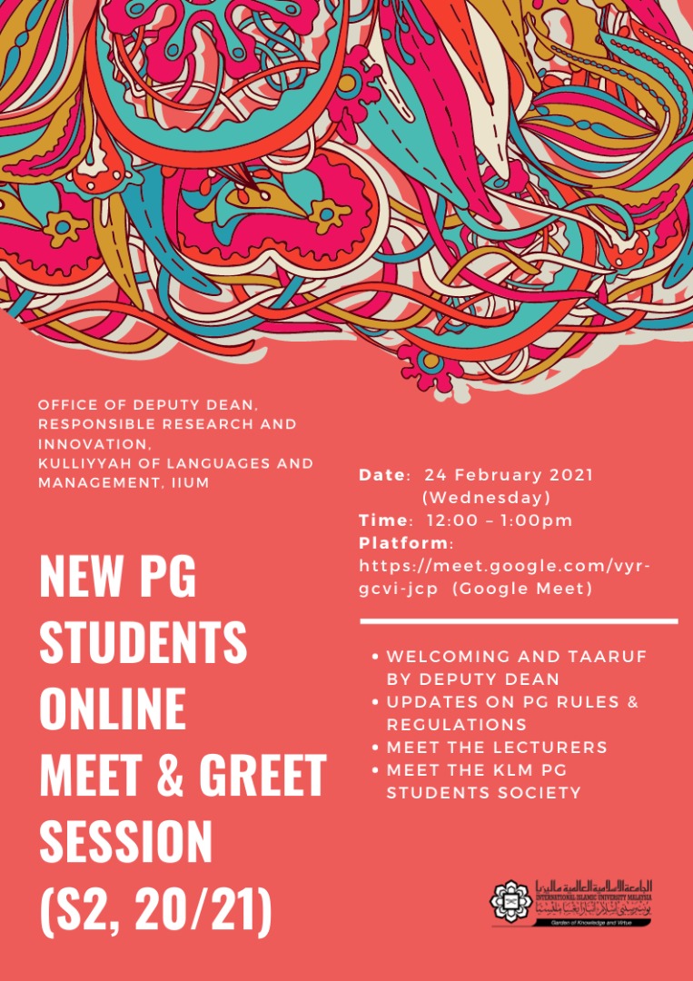 New PG Studentns Online meet & greet session Semester 2, 2020/2021