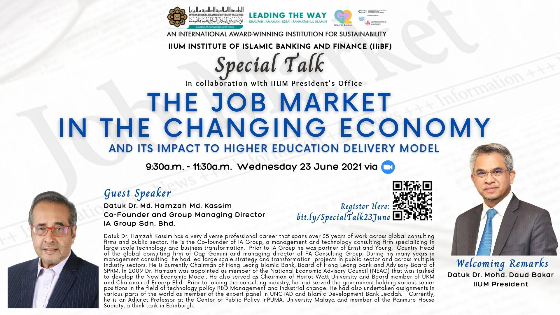 SPECIAL TALK :- "The Job Market in the Changing Economy and Its Impact to Higher Education Delivery Model"