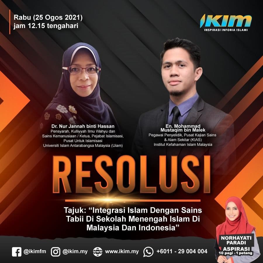 Tajuk:"Integrasi Islam Dengan Sains Tabii Di Sekolah Menengah Islam Di Malaysia Dan Indonesia"