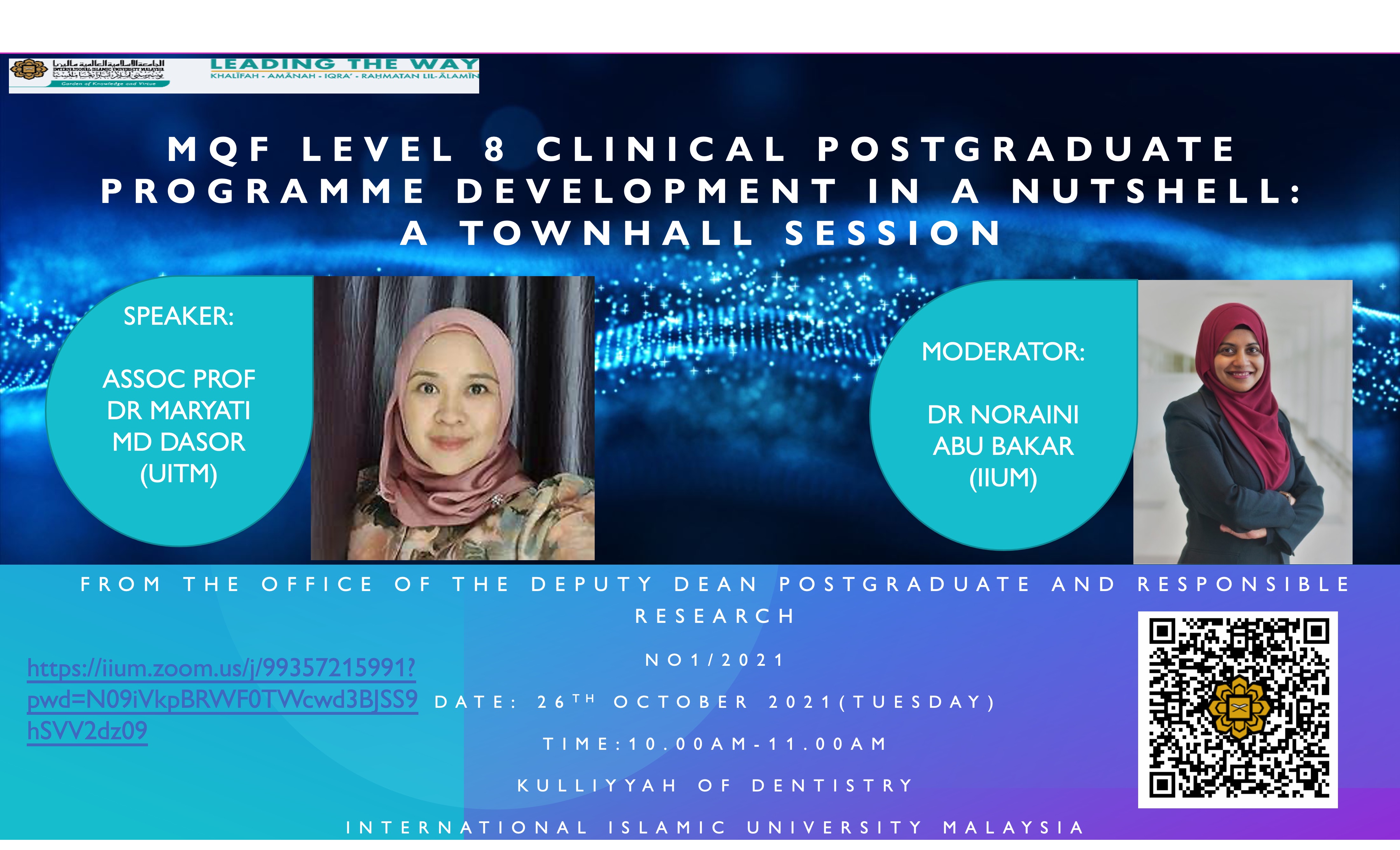 MQF Level 8 Clinical Postgraduate Programme Development in a Nutshell:  A Townhall Session