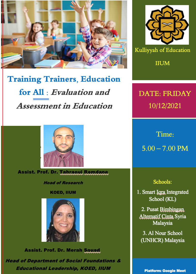 Training Trainers, Education for All: Evaluation and Assessment in Education 