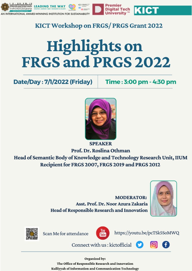 KICT Workshop FRGS and PRGS 2022