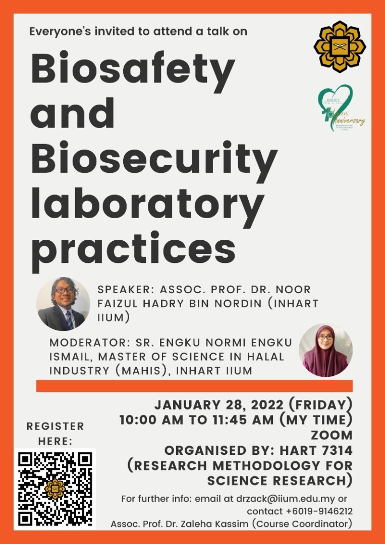 Online talk: Biosafety and Biosecurity laboratory practices