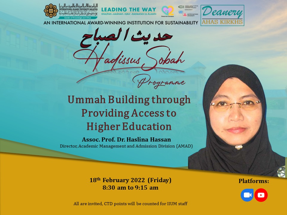 Hadissus Sobah Programme:-Ummah Building through Providing Access to Higher Education